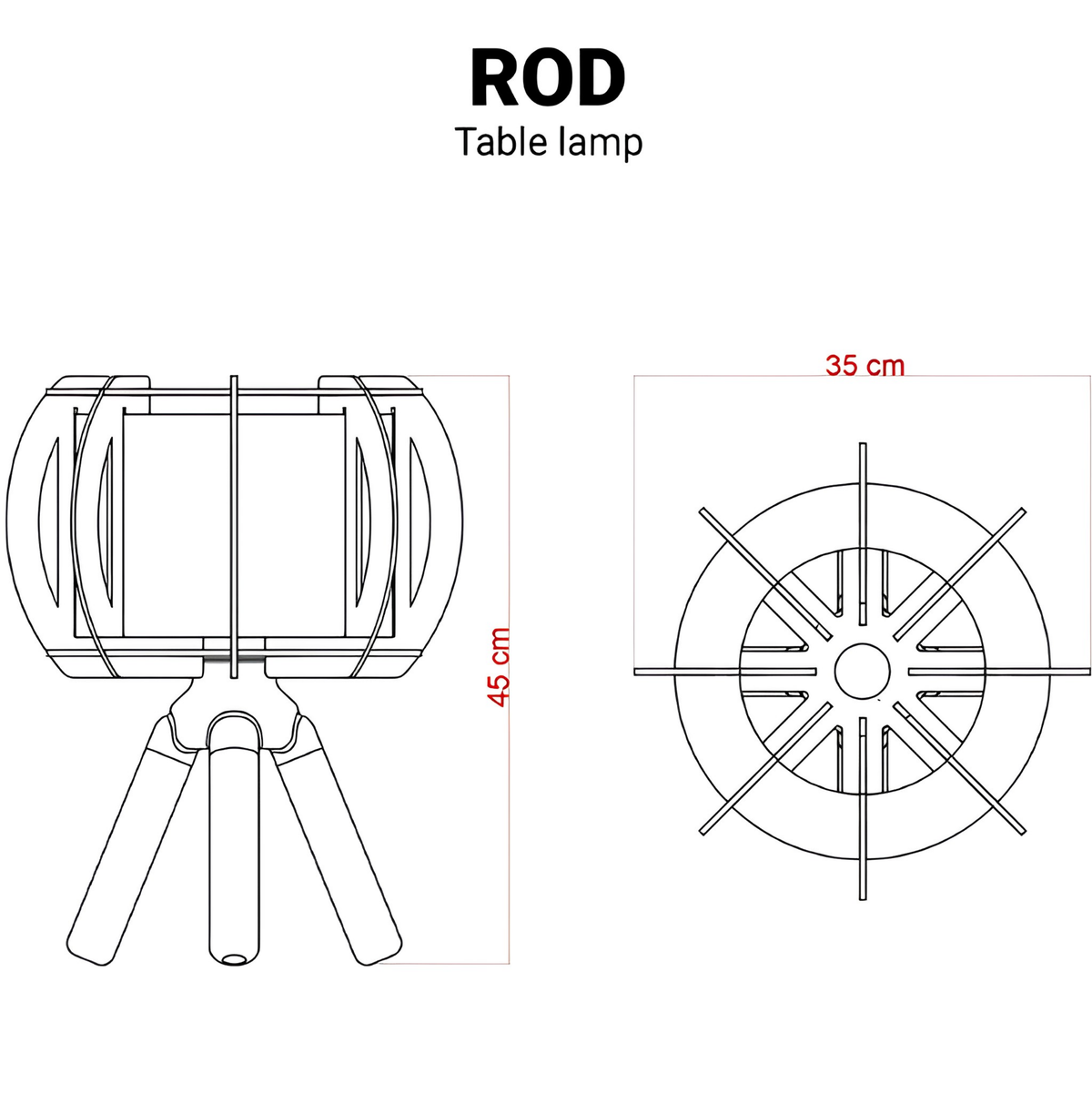 Rod Ahşap Masa Lambası