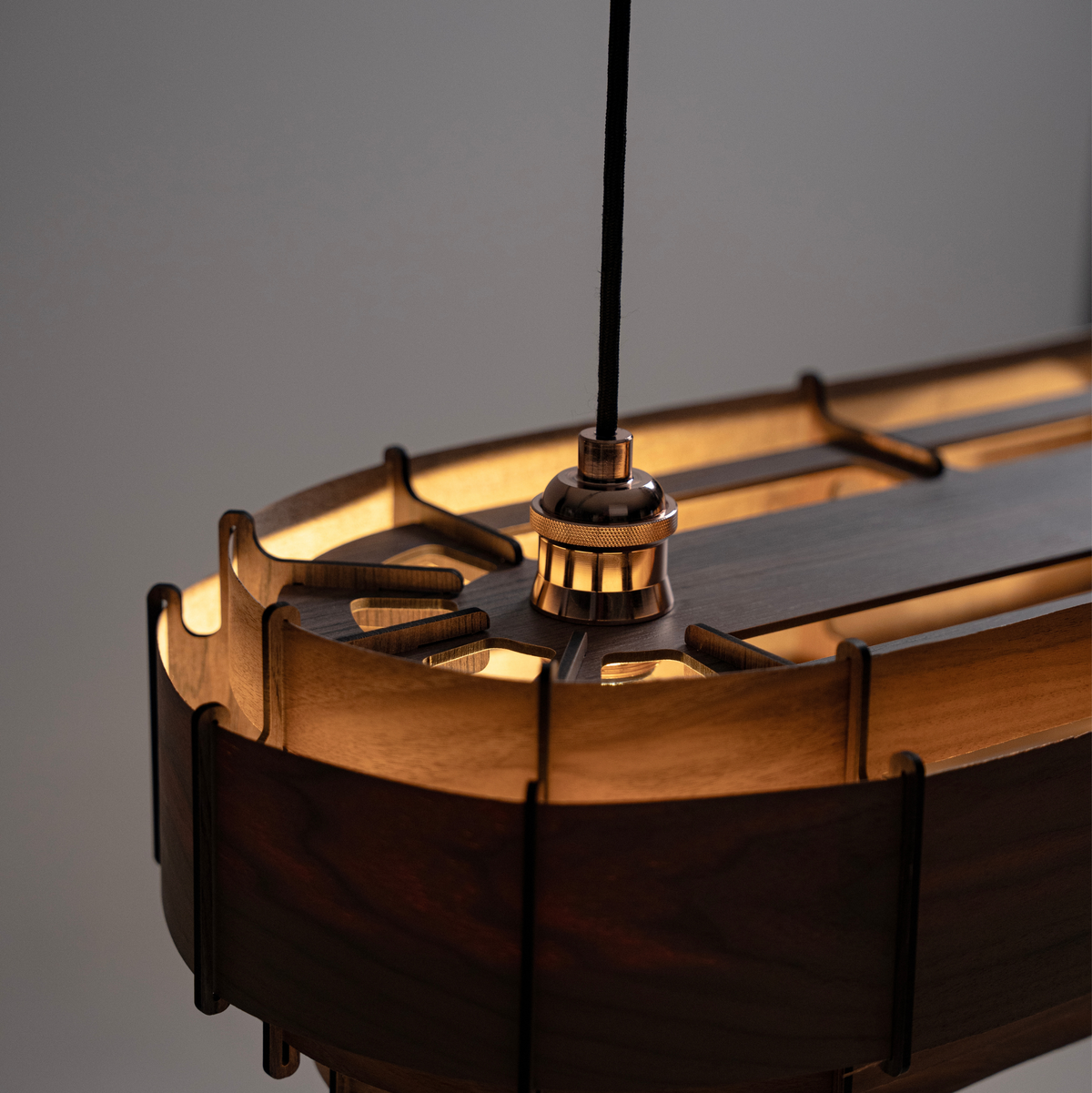 Lamin Ahşap Dikdörtgen Avize