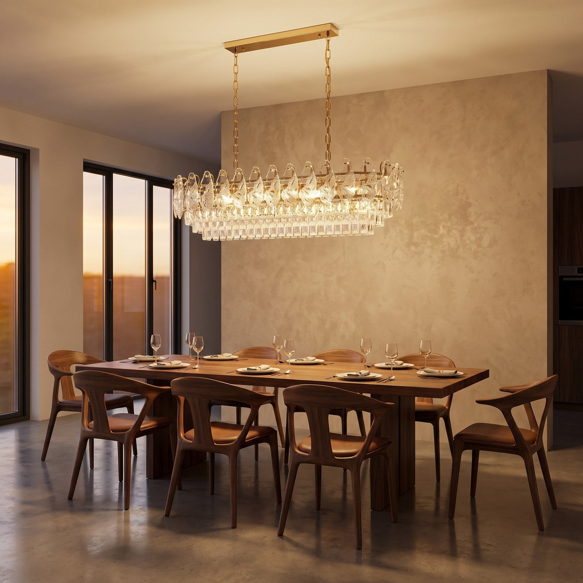 Varelle Gold Kristal Cam Dİkdörtgen Avize - Elmas AydınlatmaAydınlatma