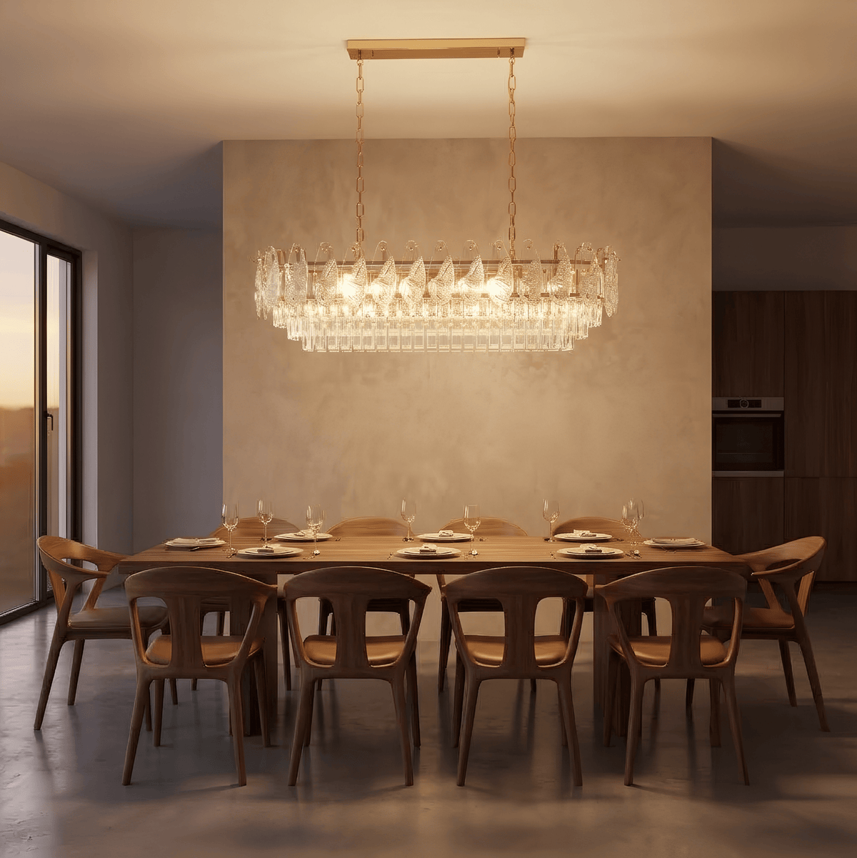 Varelle Gold Kristal Cam Dİkdörtgen Avize - Elmas AydınlatmaAydınlatma
